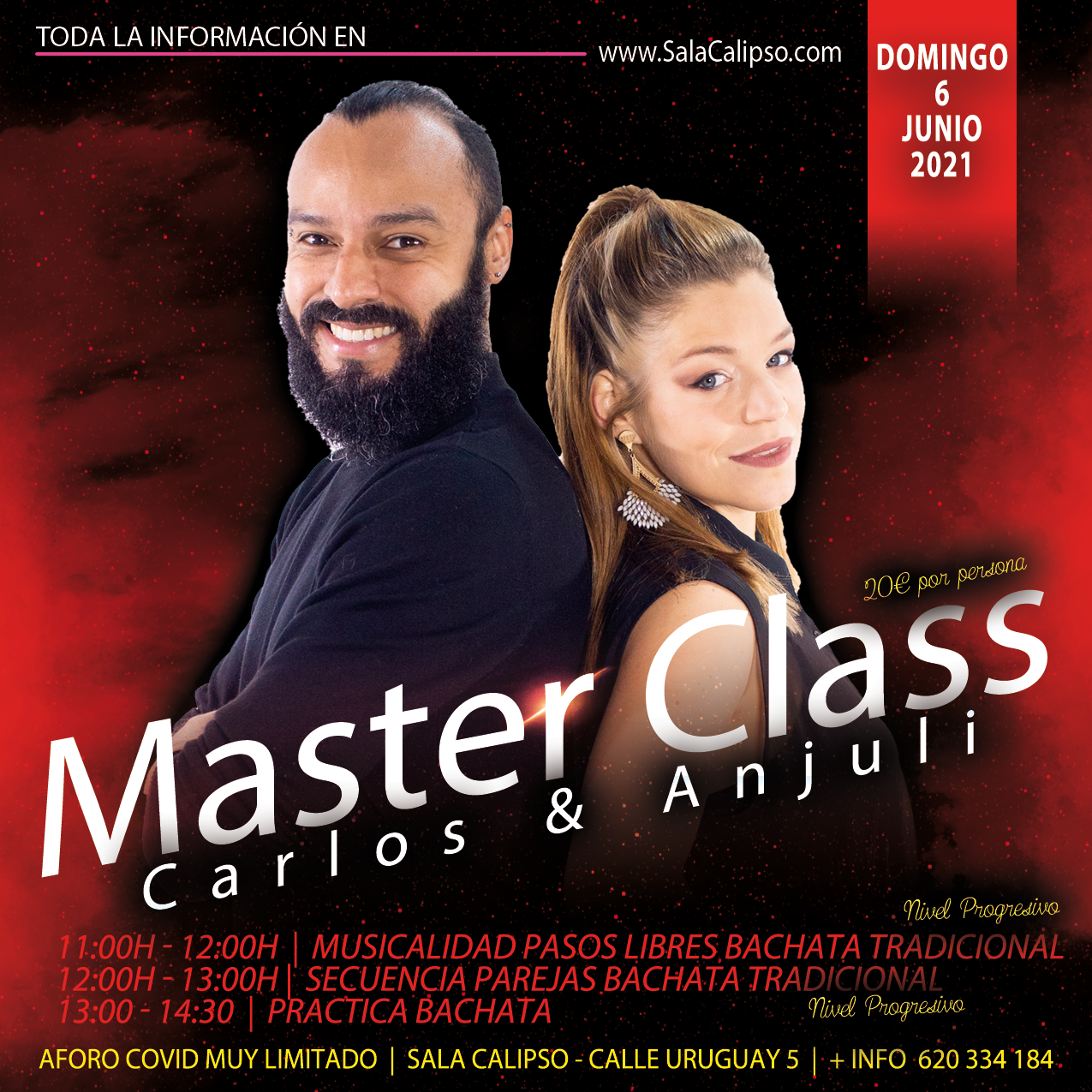 Master Class CARLOS & ANJULI | Bachata Tradicional | Domingo 6 Junio 2021